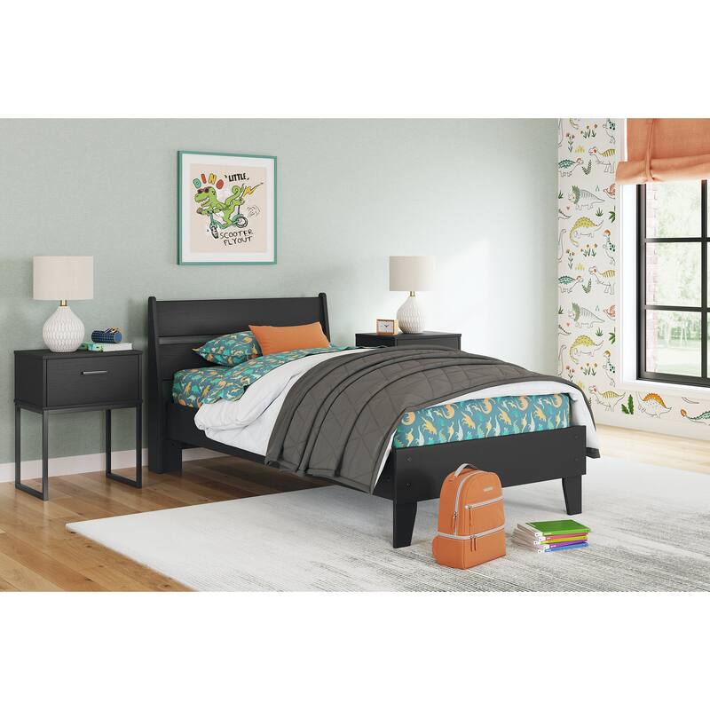 Signature Design by Ashley Socalle Black Panel Platform Bed - Twin