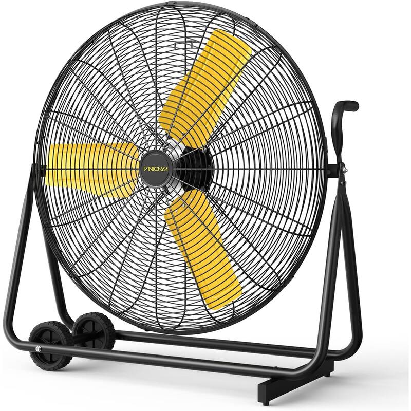 30" Industrial 2-Speed Adjustable High Velocity Drum Fan with Wheel and Yellow Blades