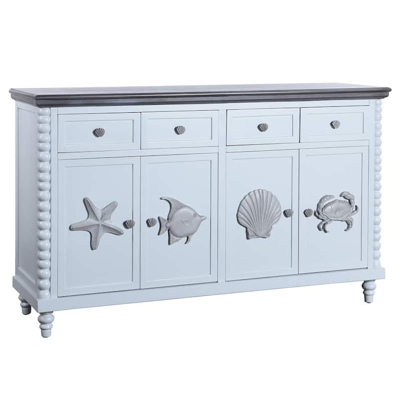 Porch & Den Seavey Weathered Blue and Grey Mist Top 4-Drawer Cabinet - Blue