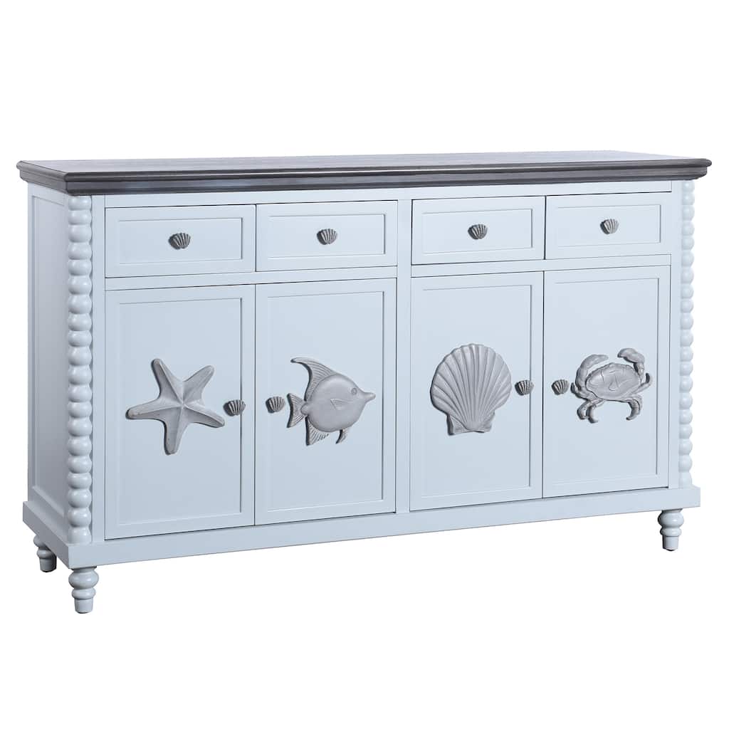 StyleCraft Montauk 4-Door Cabinet - Weathered Blue & Gray Mist