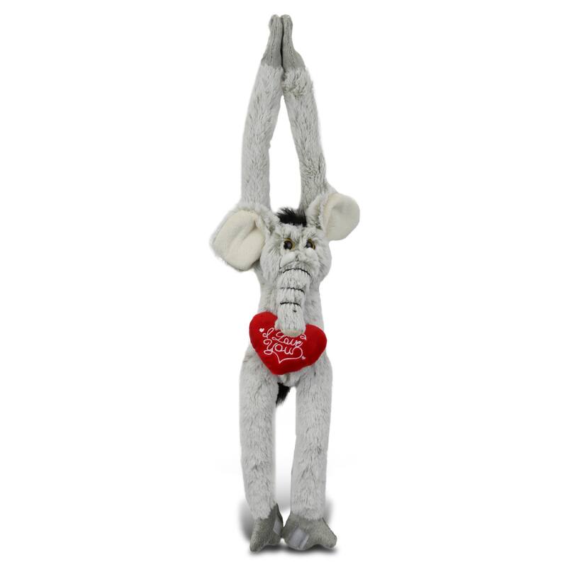 DolliBu I LOVE YOU Plush Hanging Elephant with Heart - 21 Inches