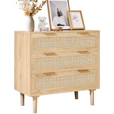 Natural Rattan Chest with 3 Drawers and Large Storage Space Ideal for Everyday Use