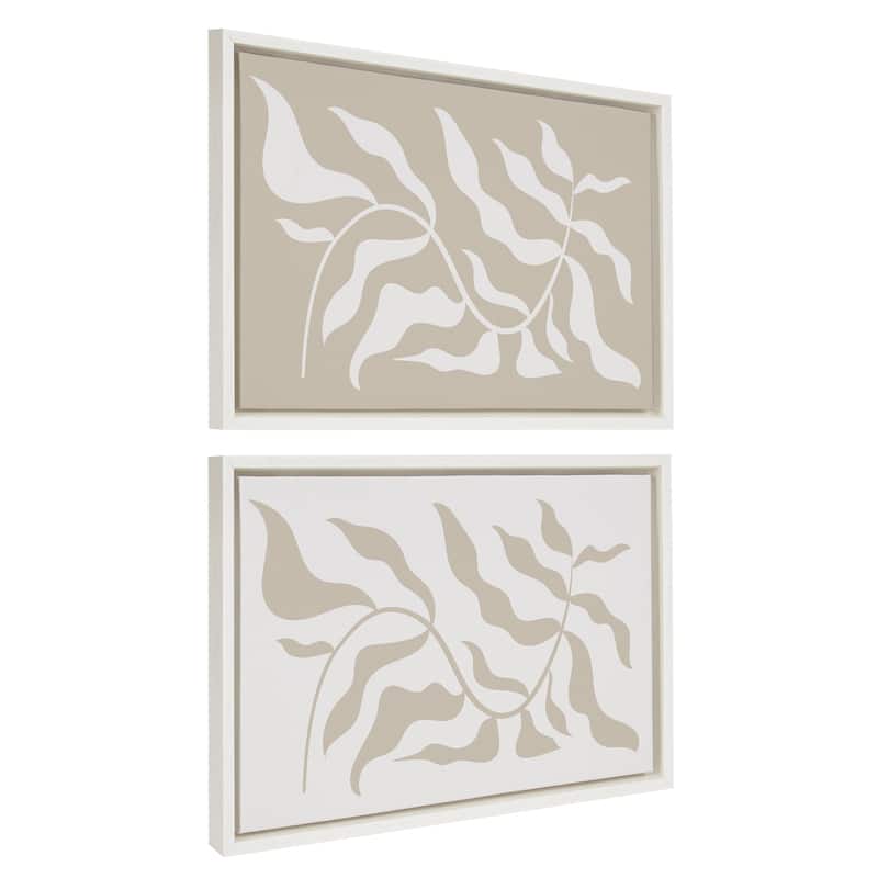 Kate and Laurel Sylvie Matisse Framed Canvas by Creative Bunch Studio - 2 Piece 18x24 - Plastic - White