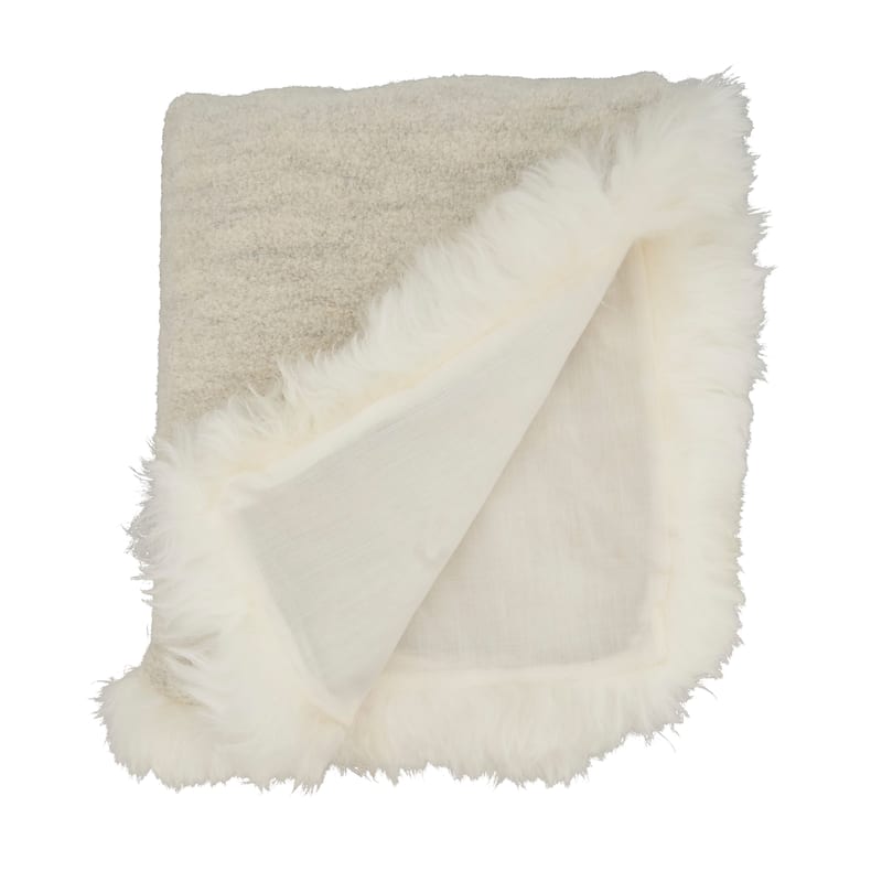 Plush Perfection Llama Fur Throw Blanket with Lamb Fur Border