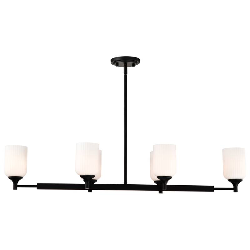 Solara 6 Light Island Pendant Matte Black Finish Frosted Ribbed Glass - Matte Black