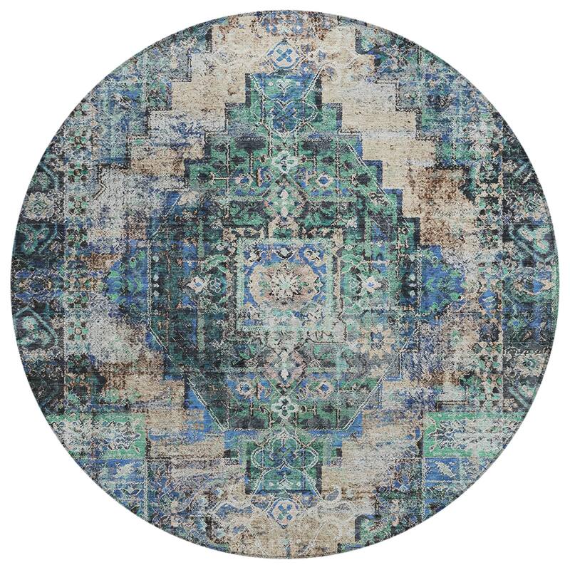 Machine Washable Indoor/Outdoor Boho Traditional Chantille Rug