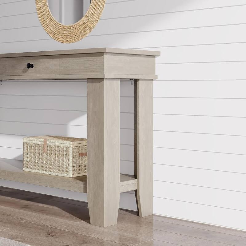 2 Tier Farmhouse Entryway Table, Console Table with 2 Storage Drawers