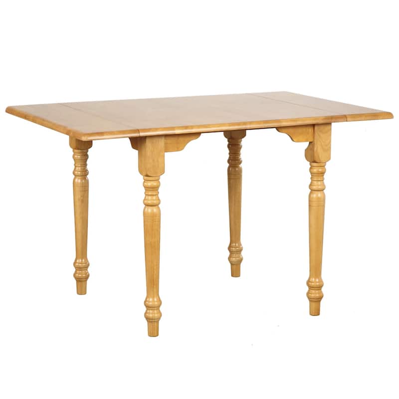 Rectangular Extendable Drop Leaf Dining Table 34-48 Inch - Light Oak Wood Kitchen Table for 2 to 4 - 48