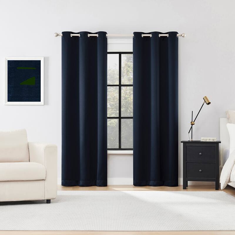 Sun Zero Sheridan Dual-Sided Magnetic Closure Total Blackout Grommet 2-Piece Curtain Panel Pair