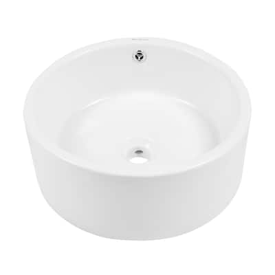 Trocadero Round Ceramic Bathroom Vessel Sink In White - 16.55" x 16.55" 6.3"