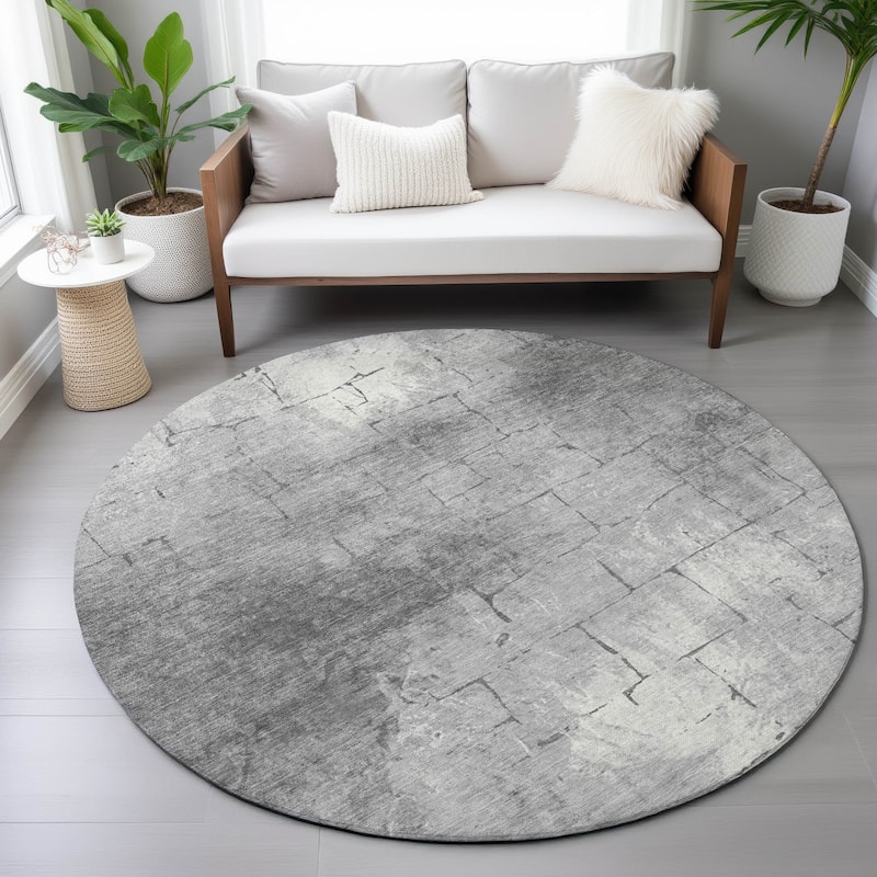 Machine Washable Indoor/Outdoor Vintage Bricks Chantille Rug