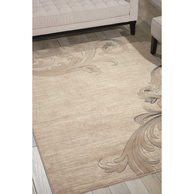 Nourison Maxell Abstract Ombre Damask Floral Botanical Area Rug - 3' 10" x 5' 10" - Mocha - Runner/Rectangle