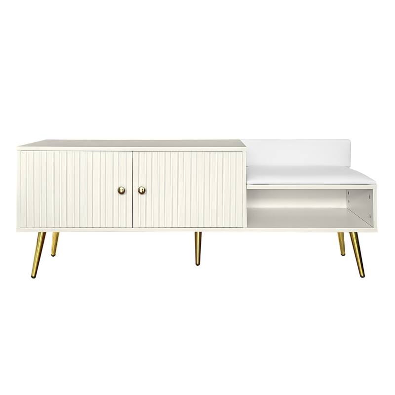 Shoe Storage Bench with Hidden Storage and Upholstered Cushions