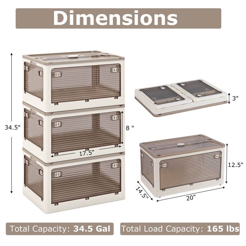 Costway 3/6 Pack Stackable Storage Bins with Lids 34.5 Gallon