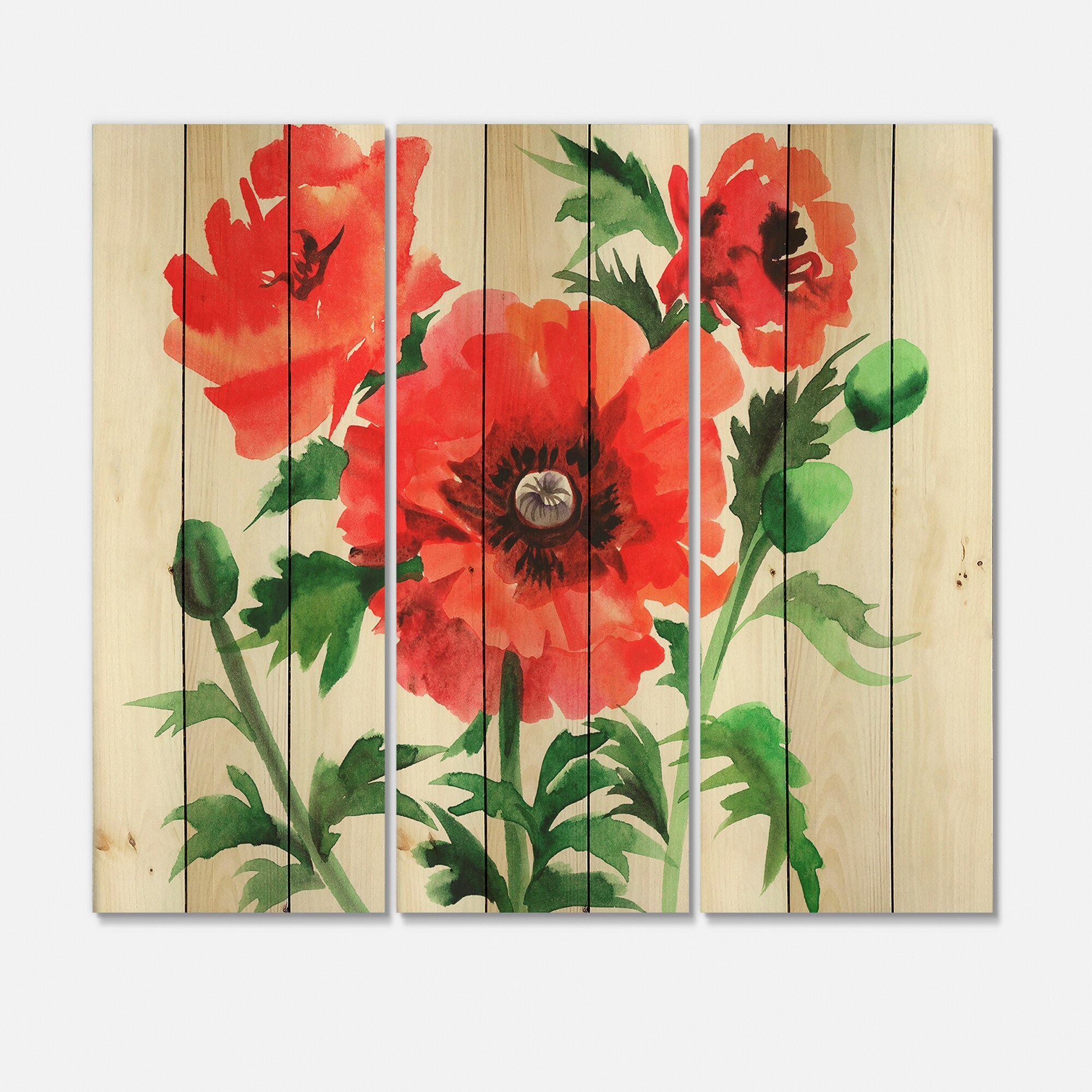 Designart 'Vintage Red Poppies II' Traditional Print on-image