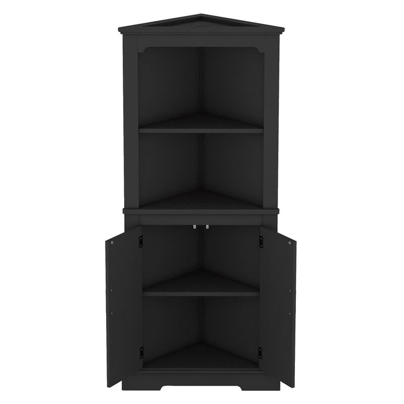 Tall Corner Cabinet with Doors and Open Shelves, Space-Saving Storage Cabinet for yours house