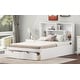 preview thumbnail 6 of 32, Full Size Platform Bed with Storage Headboard and Drawers - White Finish