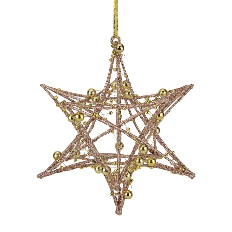 Starburst 3-D with Glitter and Beads Christmas Ornament - 5" - Rose Gold