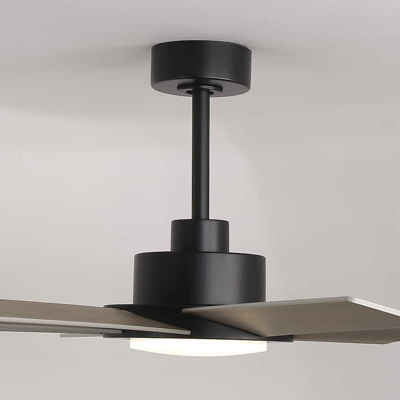 60" Transitional Black Large Windmill Ceiling Fan with Light and Remote - 60-inch W x 12.8-inch H