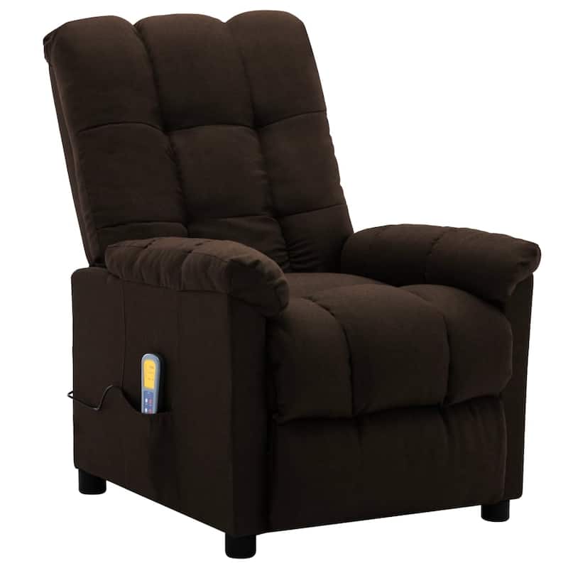 vidaXL Massage Recliner Dark Brown Fabric - 29.1" x 39" x 40.2"