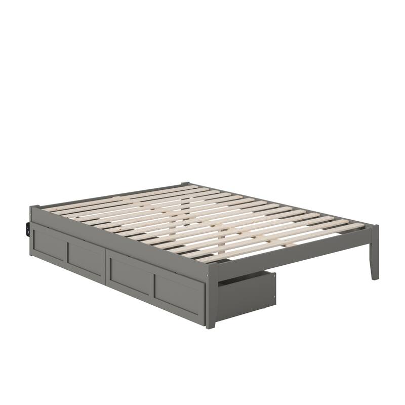 Virtue Queen Bed with USB Charger & Storage Drawers - Modern Grey Bedroom Furniture