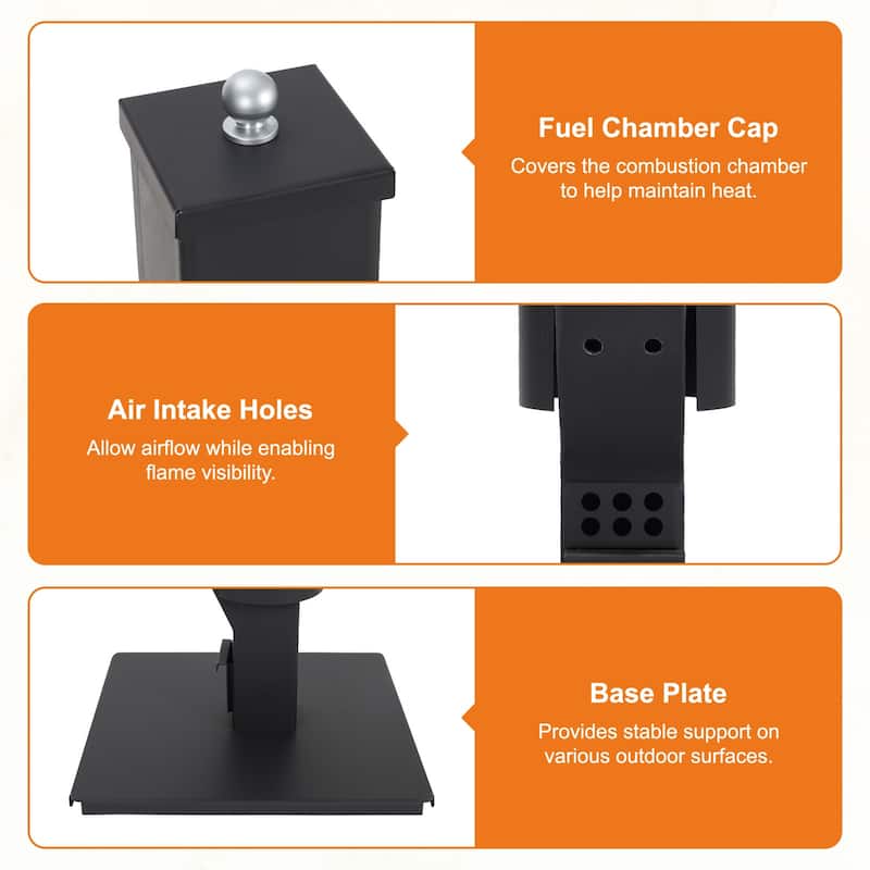 Aoodor Wood Pellet Heater with Rain Cap and Viewing Window for Patio Burning Flame - N/A