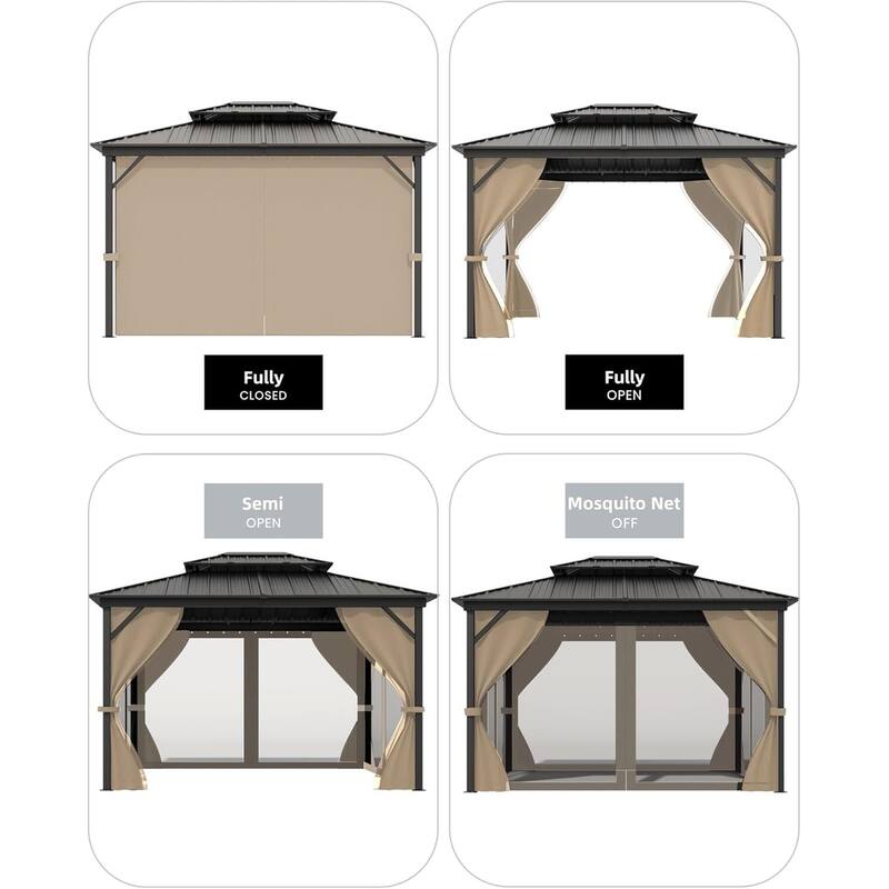 10'x14' Hardtop Gazebo for Patio, Deck, Backyard, Lawn, and Garden - 10X14 Ft