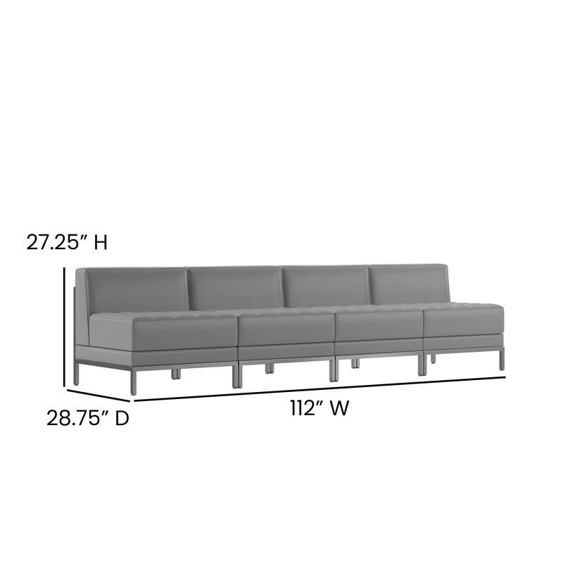 4 Piece LeatherSoft Modular Lounge Set with Taut Back and Seat - 112"W x 28.75"D x 27.25"H