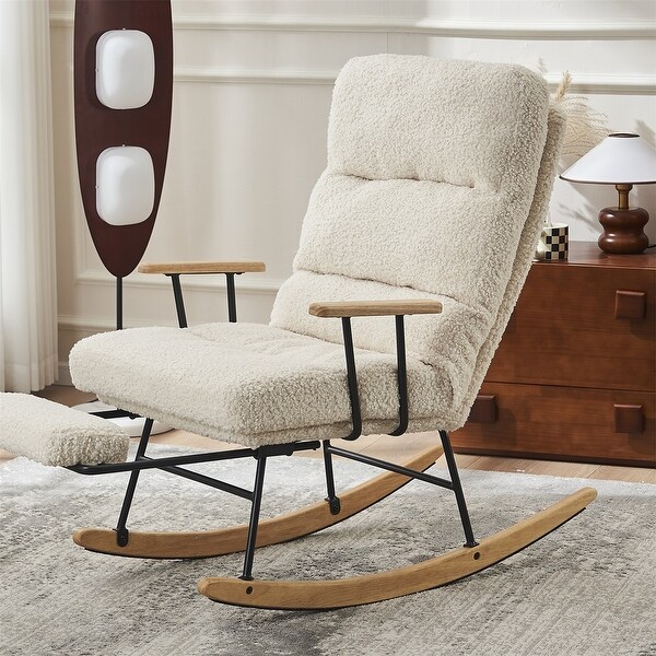 Accent Rocking Chair Upholstered Nursery Glider Rocker for Baby and Kids Comfy Armchair Lounger with Footrest On Sale Bed Bath Beyond 36917384