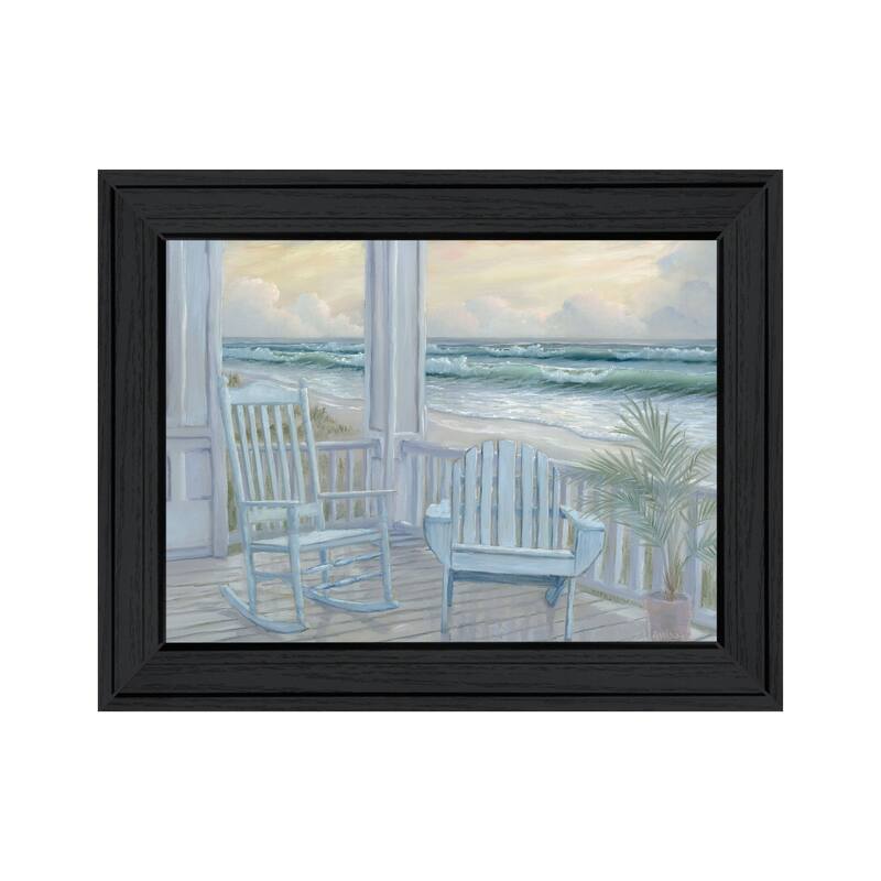 TrendyDecor4U Coastal "Coastal Porch II" Framed Print Wall Art - Charcoal