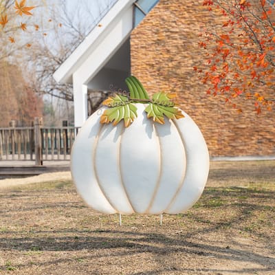 Glitzhome Fall Oversized Metal Pumpkin Yard Stake / Wall Decor / Standing Sign (Three Function)