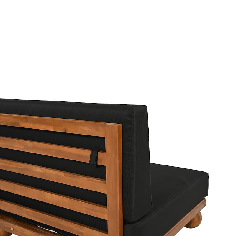 Scott Living Dulcie 4 Piece Outdoor Acacia Wood L Shape Setional Sofa with Removable Cushions