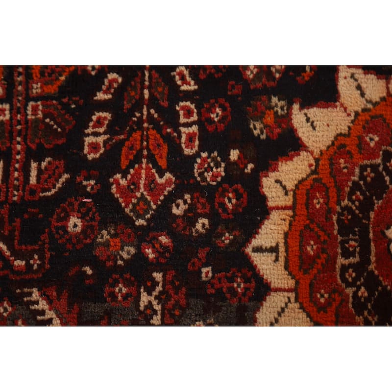 Tribal Red Qashqai Persian Vintage Runner Rug Hand-knotted Wool Carpet - 3'7"x 9'9"