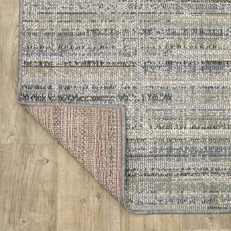 Vista Home Calla Contemporary Striped Blue/ Green Indoor/Outdoor Area Rug