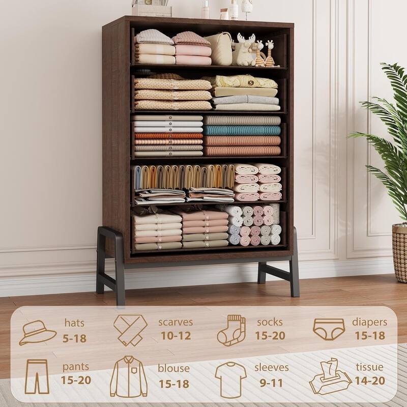 5 Drawer Freestanding Dresser Storage Chest for Living Room, Bedroom