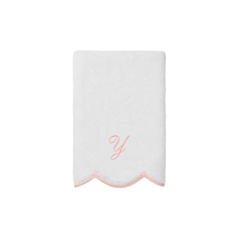 Authentic Hotel and Spa 100% Turkish Cotton Pink ADORNIA Scallop Personalized 3 Piece Towel Set - 3 Piece Set