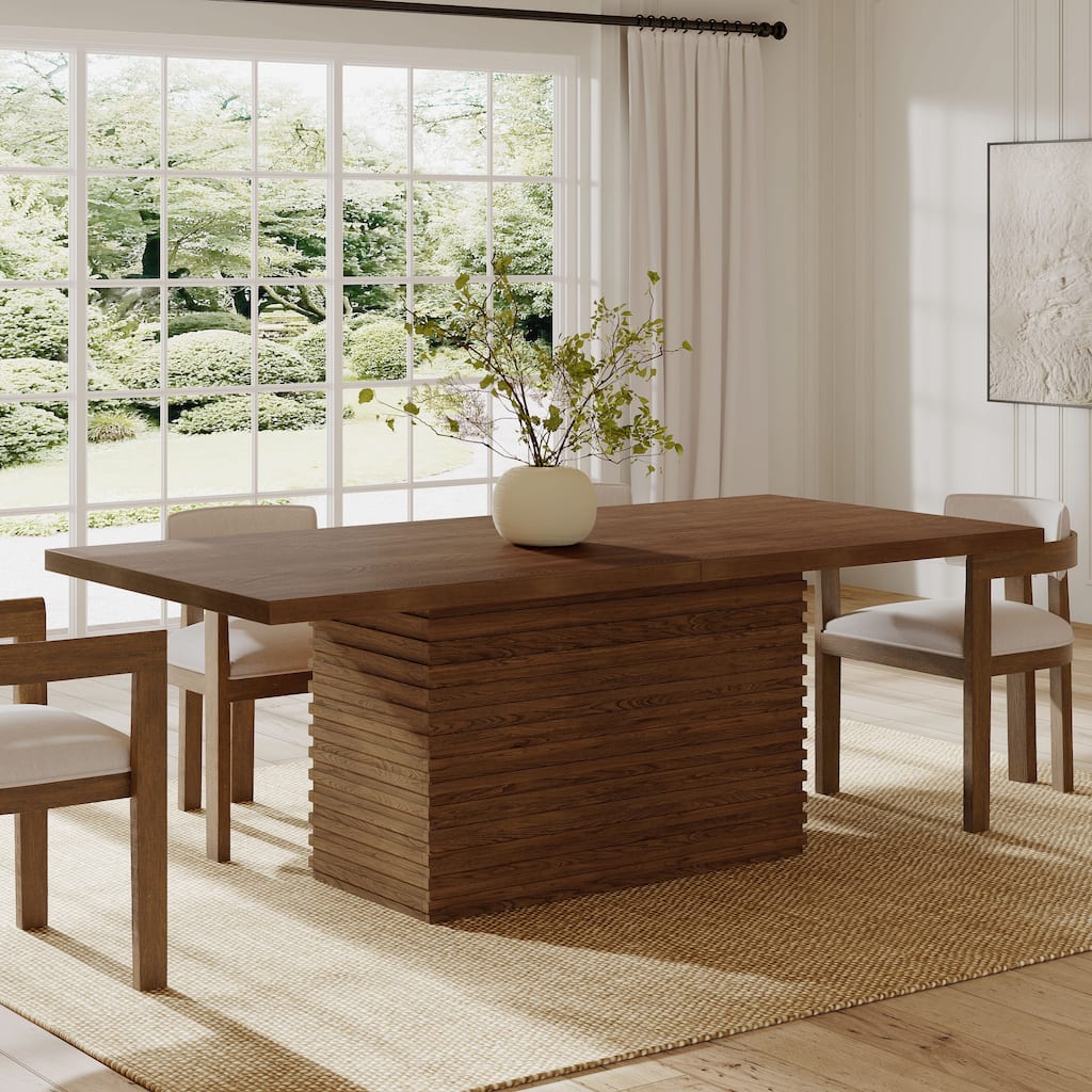 Christopher Knight Home - Coad Modern Wood Dining Table with Rectangular Pillar Base