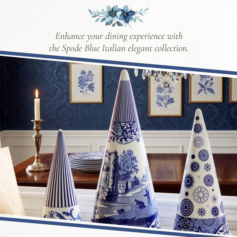 Spode Blue Italian Cone Shaped Topiary