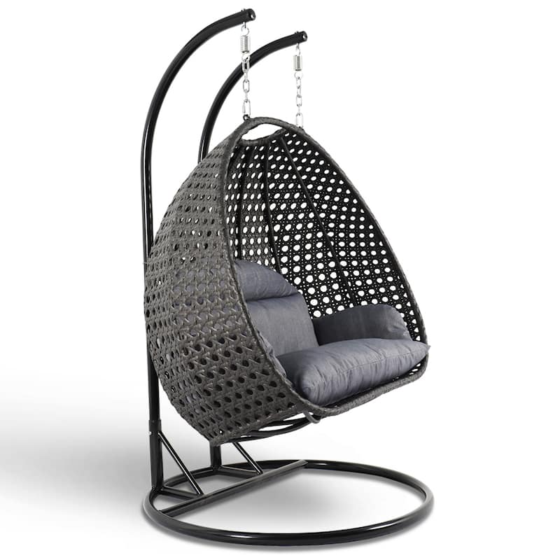 LeisureMod 2-Person Patio Hanging Egg Chair Cover in 600D Oxford Fabric with Waterproof PVC Lining Outdoor Swing Chair