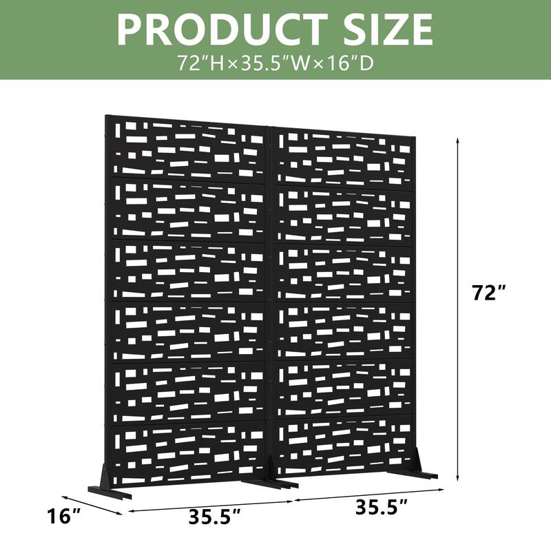 Outdoor Metal Privacy Screen Fence Panel Set of 2