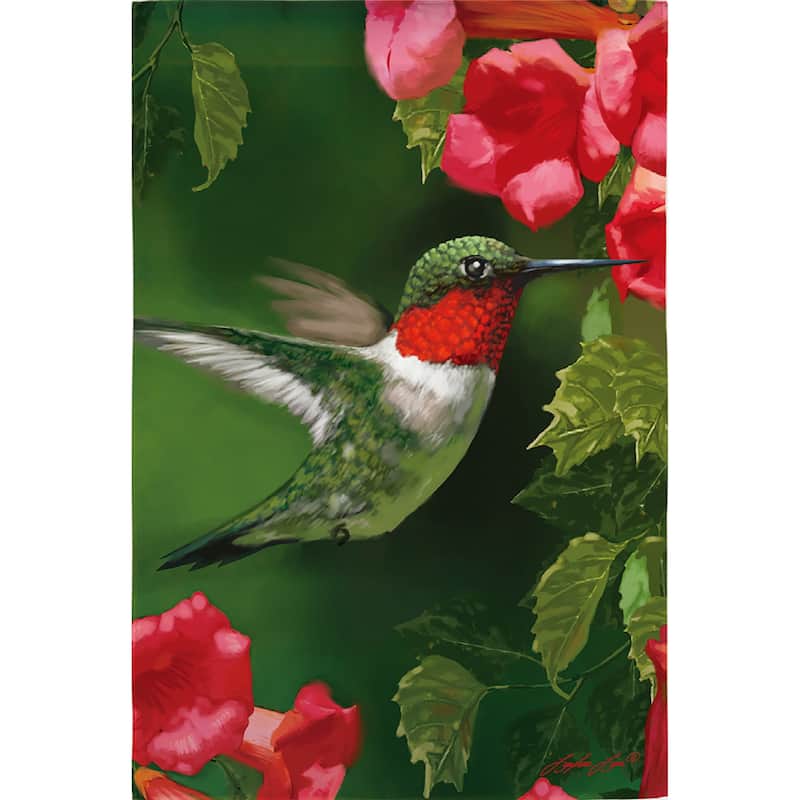 Hummingbird Closeup Suede Garden Flag