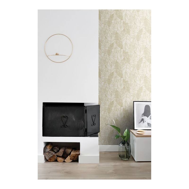 ESTA Home Canales White Gold Inked Leaves Wallpaper - 20.9 x 396 x 0.025