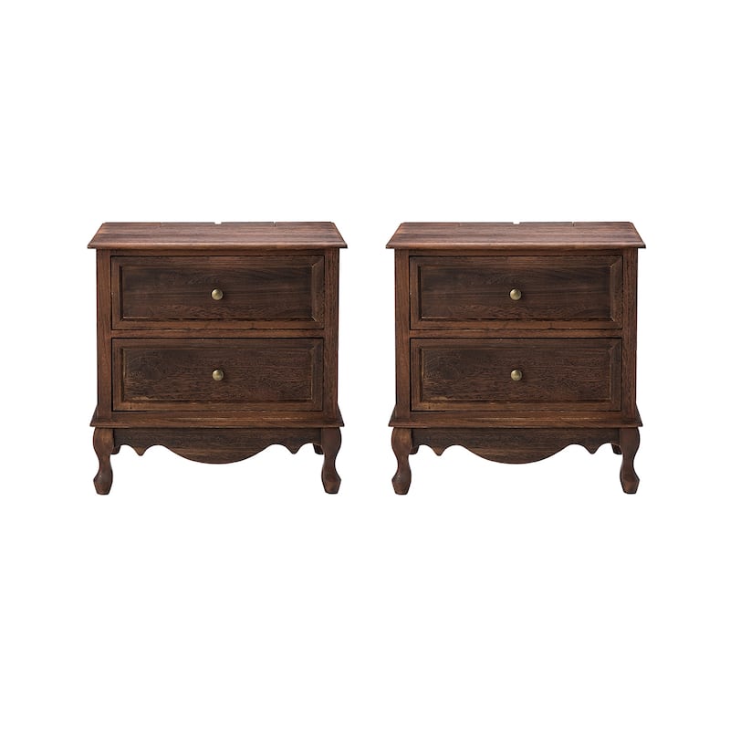 Pallantium 24'' Tall 2 - Drawer Nightstand with Charging Station Space Set of 2 by HULALA HOME