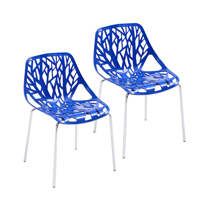 Porthos Home Paola Dining Chairs Set Of 2, Plastic Back, Iron Legs - Blue