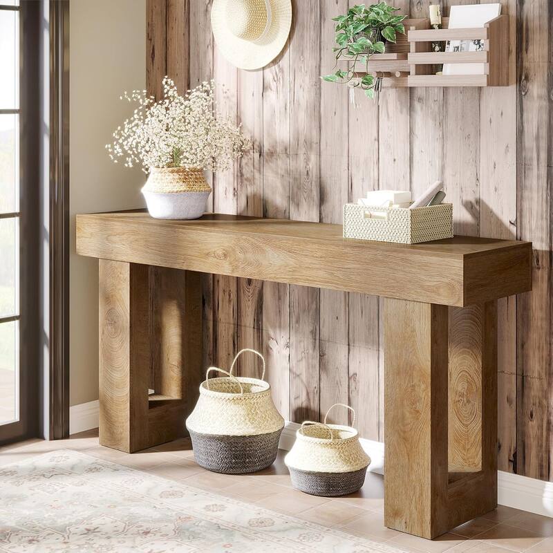 63" Wooden Console Table, Rectangular Sofa Table for Behind Couch, Entryway, HallwayLiving Room