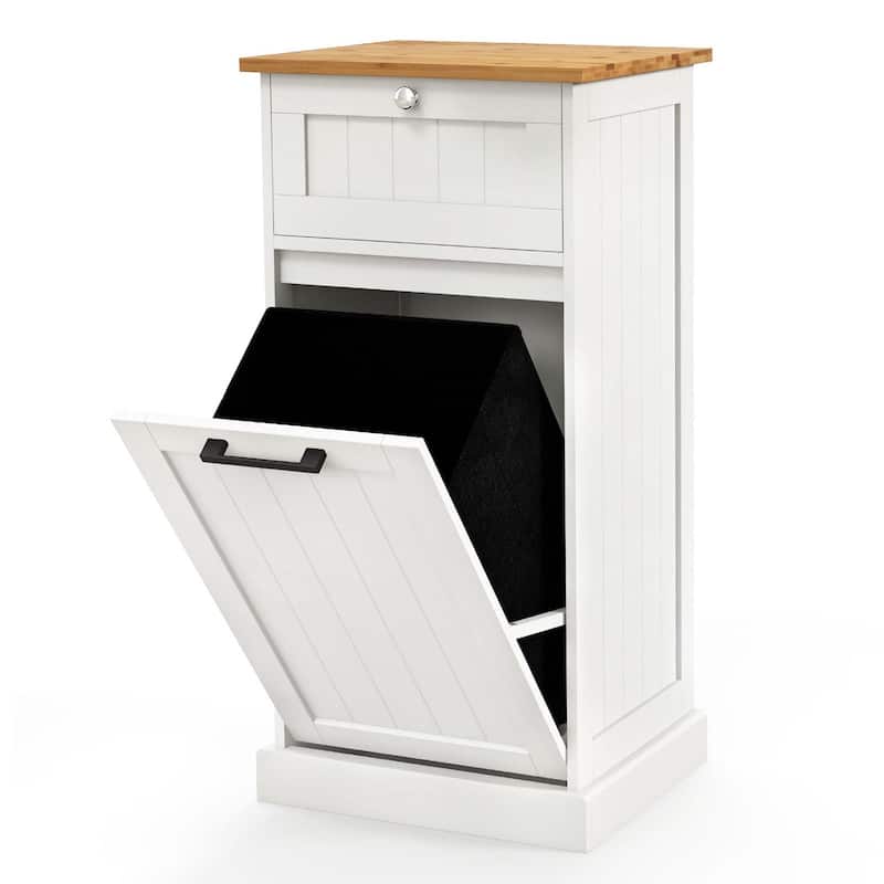 Costway Laundry Cabinet Freestanding Tilt Out Laundry Hamper with - See Details