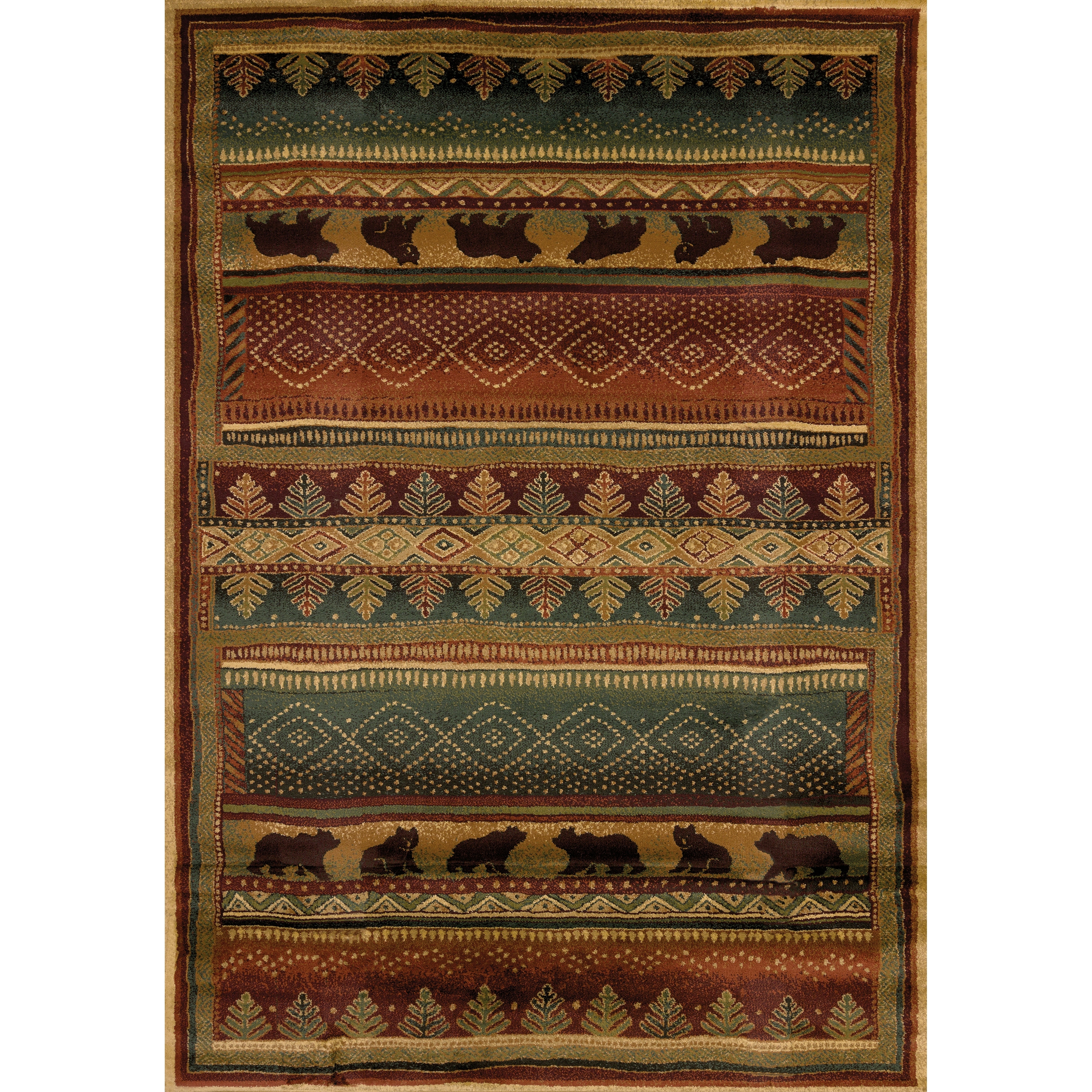 Shop Black Friday Deals On Westfield Home Ridgeland Bear Forest Area Rug On Sale Overstock 12729199 Burgundy Green 1 10 X 3