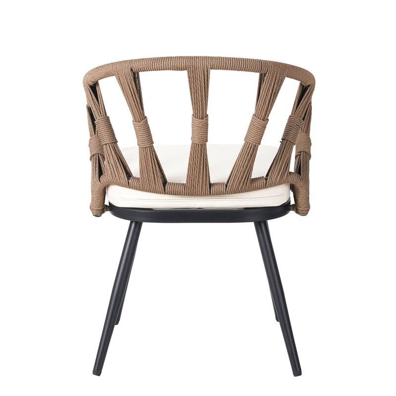 Contemporary Outdoor Set with PE Rattan Chairs and Plastic Wood Table,Suitable for Gardens and Lawns