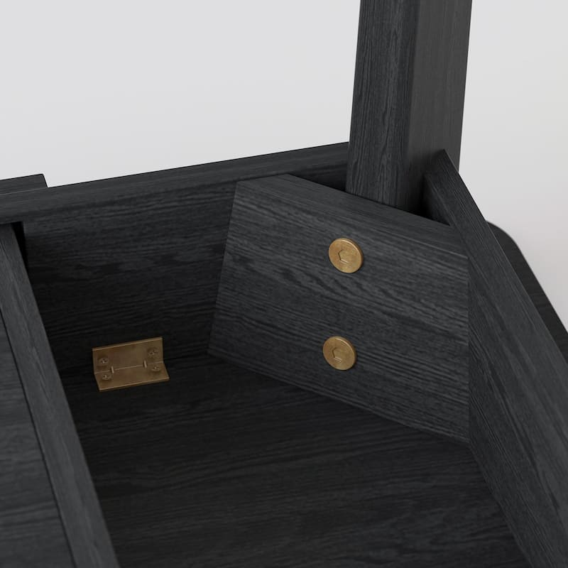 Timechee Black Wooden Computer Desk, 39" Writing Desk with 2 Drawers