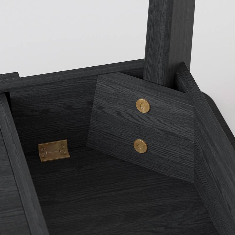 Timechee Black Wooden Computer Desk, 47" Writing Desk with 2 Drawers